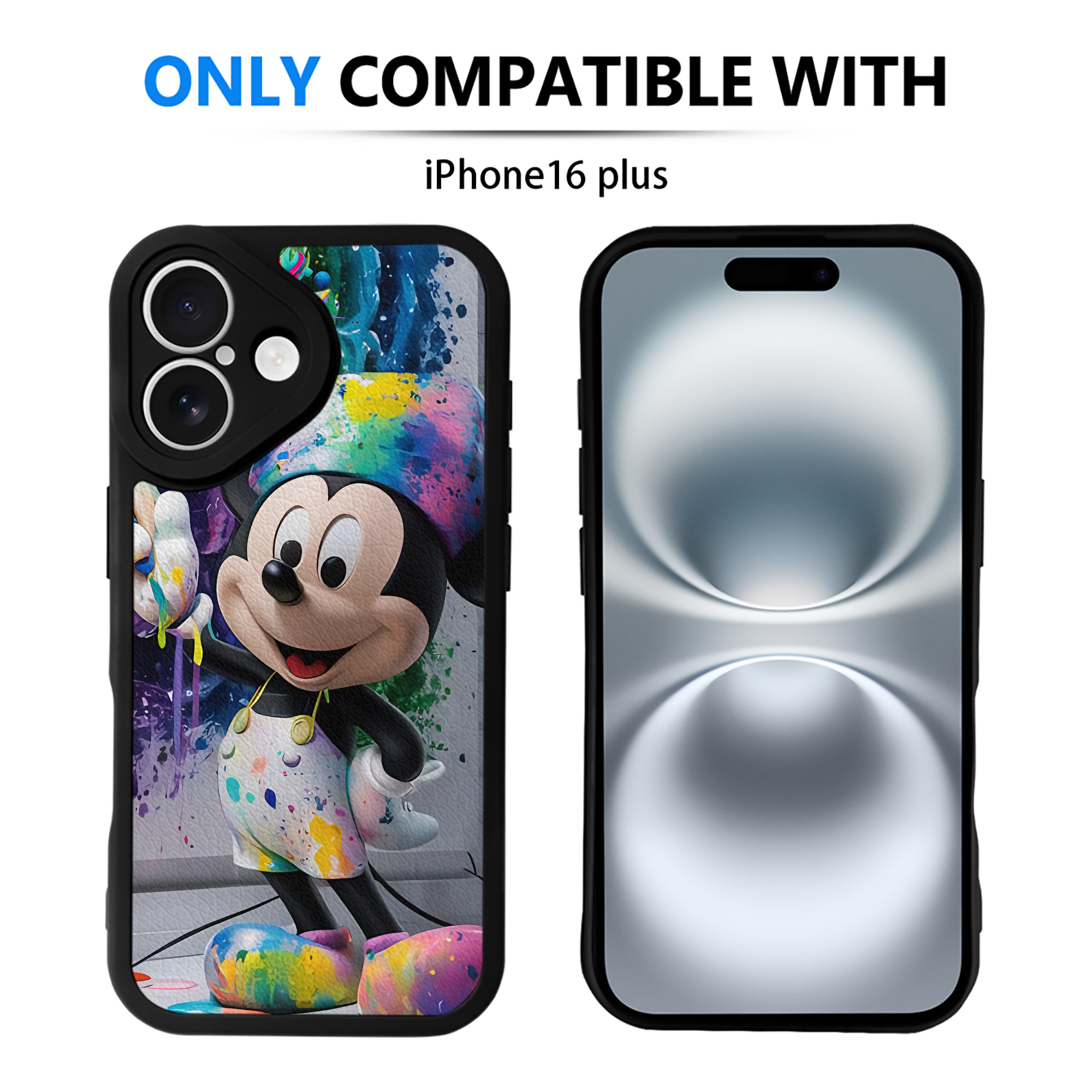 （画像用） ミッキーマウス Mickey Mouse 【iPhone 16シリーズ対応】シリコンスマホケース（レザー調） 材質：シリコン